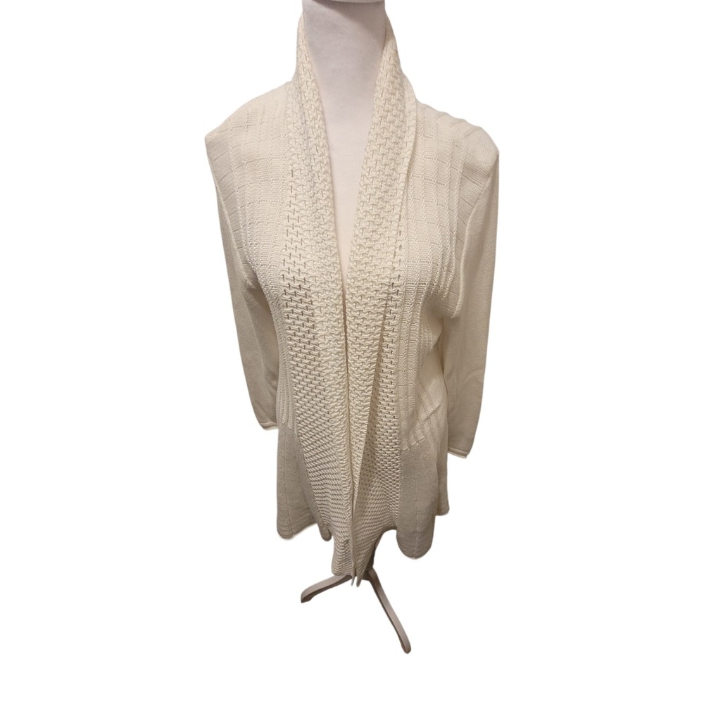 NY Collection Open Weave Knit Long Cardigan with Dolman Sleeves‎ SZ Large